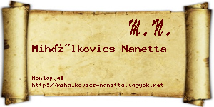 Mihálkovics Nanetta névjegykártya